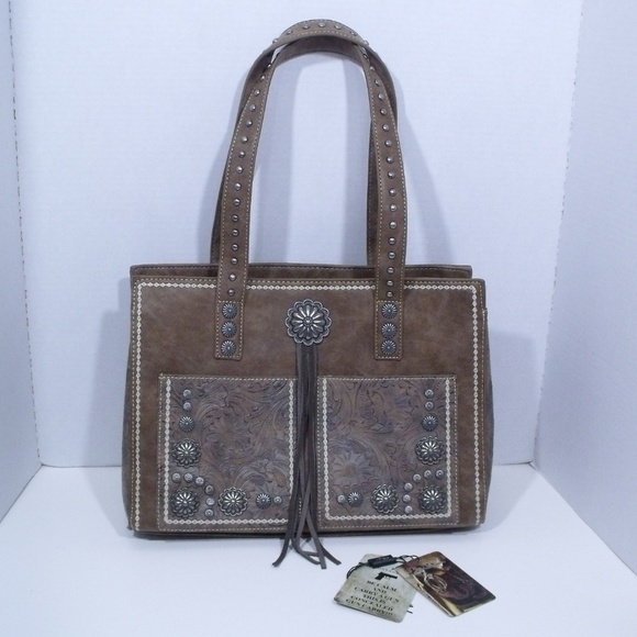 Montana West Handbags - Montana West Tooled Leather Concho Purse